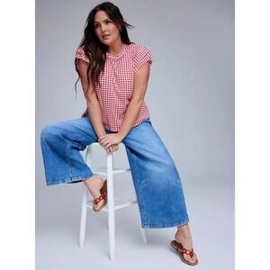 Torrid‎ Women's Size 3 (22-24) Belle Isle Gingham Crew Tank Red White